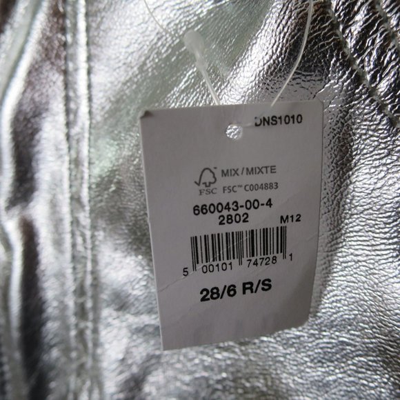 Gap Cheeky Straight High Rise Silver Vegan Leather Pants Size 28 - Picture 8 of 14